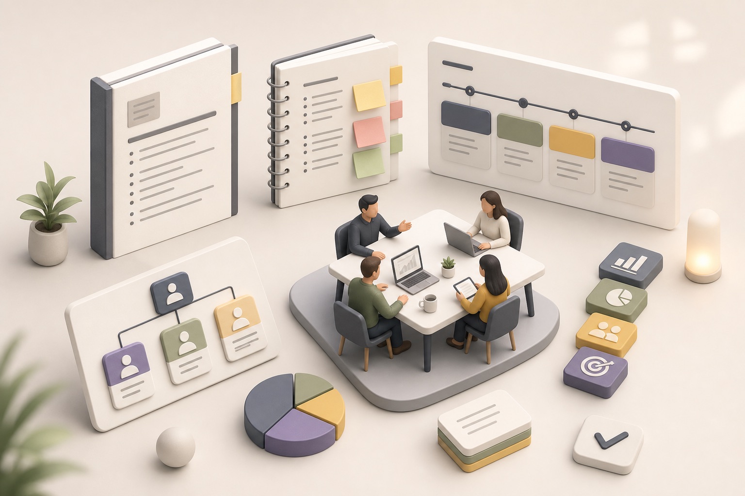 Product team workspace with PRD, meeting notes, and roadmap